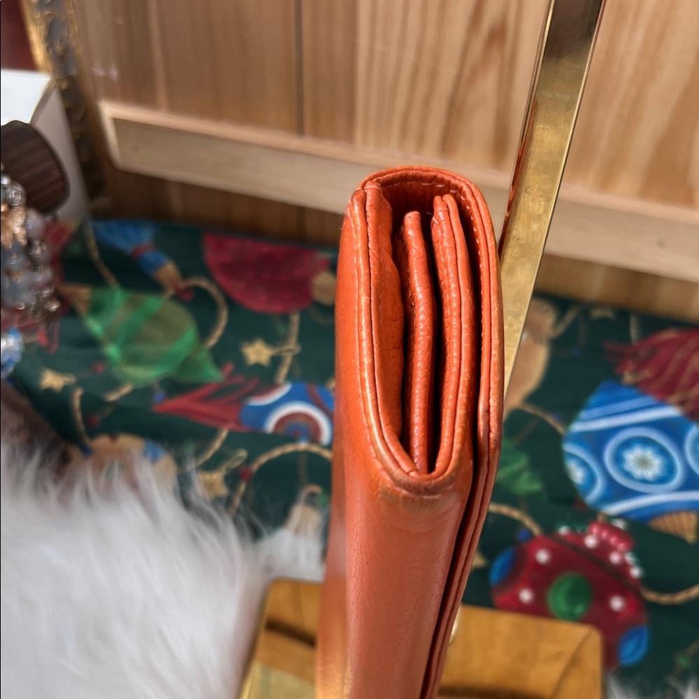 Michael Kors Fulton Orange Leather Wallet with Gold Logo - Picture 5 of 16